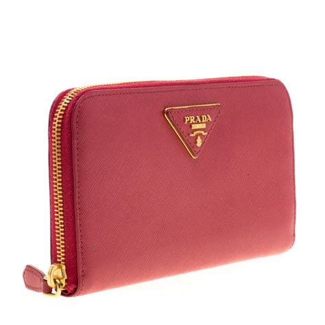 prada saffiano metal zip card holder neon pink|Prada Saffiano Leather Card Holder .